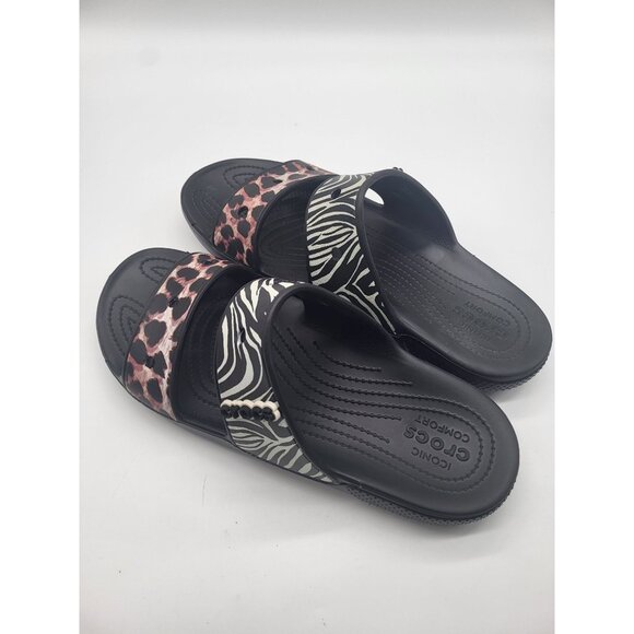 CROCS Shoes - CROCS Unisex Classic Animal Remix Two-Strap Slide Sandals Mens-10 Womens-12
